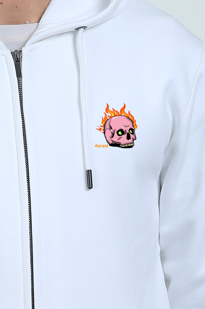 BhejaFry White Zipper Hoodie