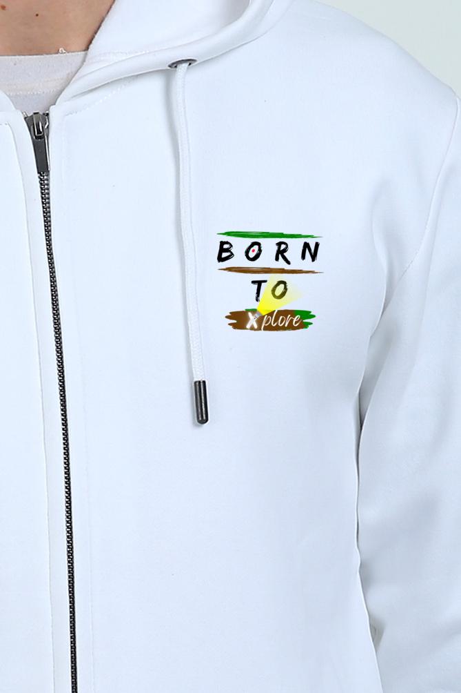 Born2Exp White Zipper Hoodie