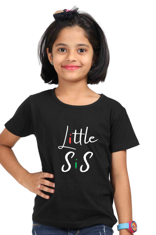 LittleSis Black Classic Cotton T-Shirt