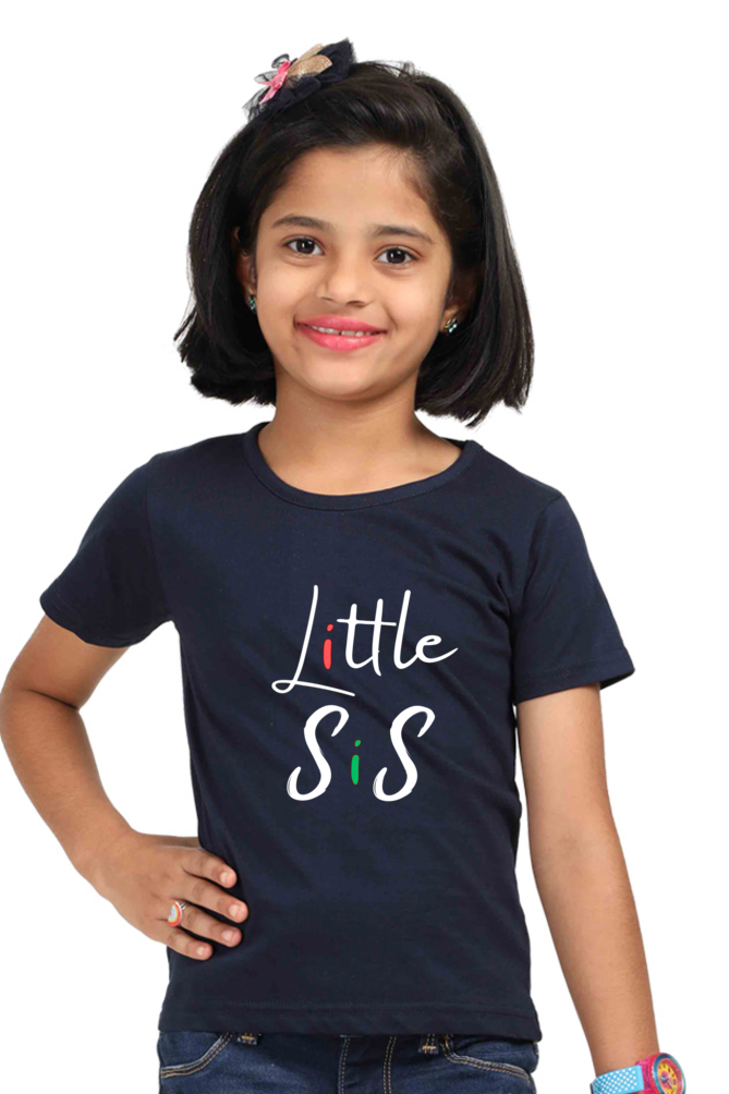 LittleSis Black Classic Cotton T-Shirt